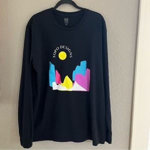 Topo Designs Black Long Sleeve with Multi Color Design SZ XL